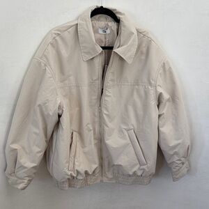 Cream Men's Zip Front Bomber Jacket